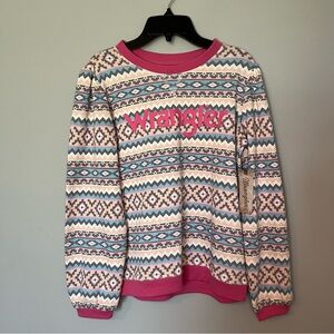 NWT Wrangler Girls Pink and Blue Crew Neck Top